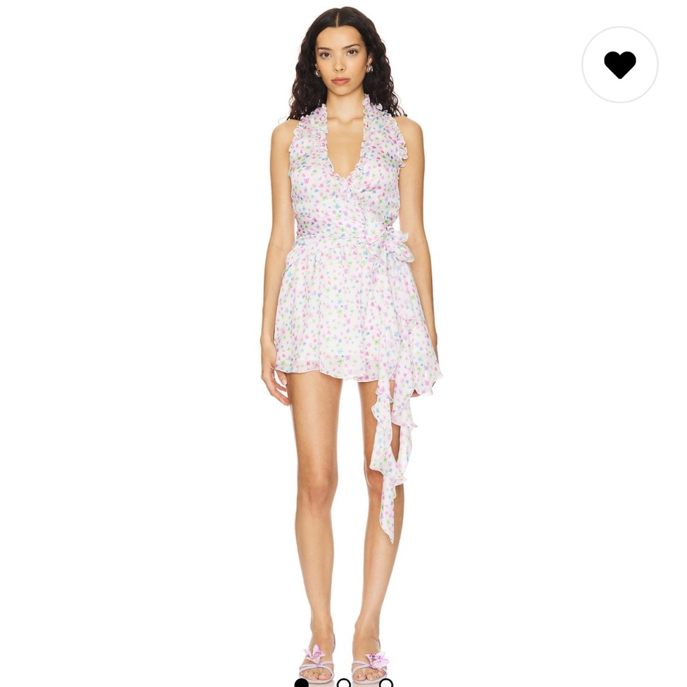 Ruffle Halter Floral mini Wrap Dress Mirae